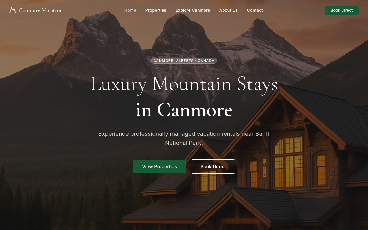 Canmore Vacation website preview